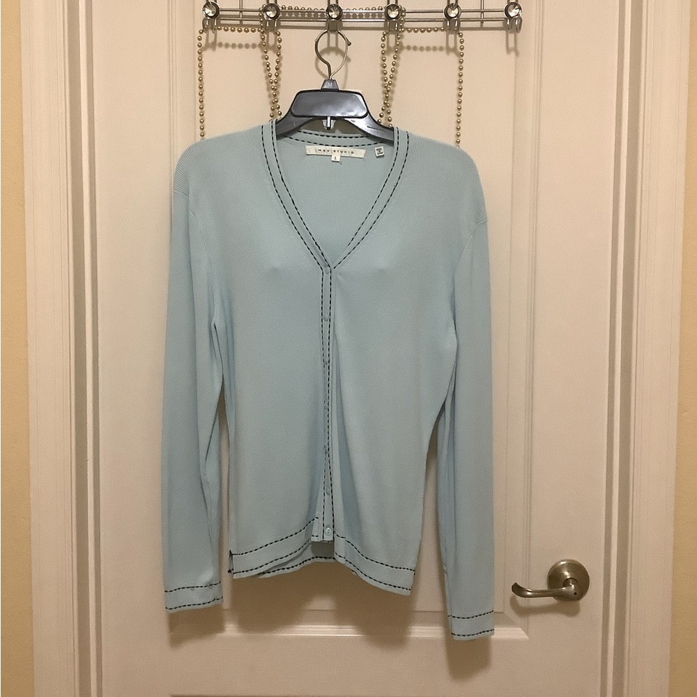 Sweater Cardigan baby blue stretchy size L by Max Studio 🪻🪻